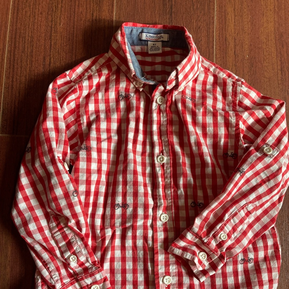 Hartstrings Red and White Checkered Button Down Shirt